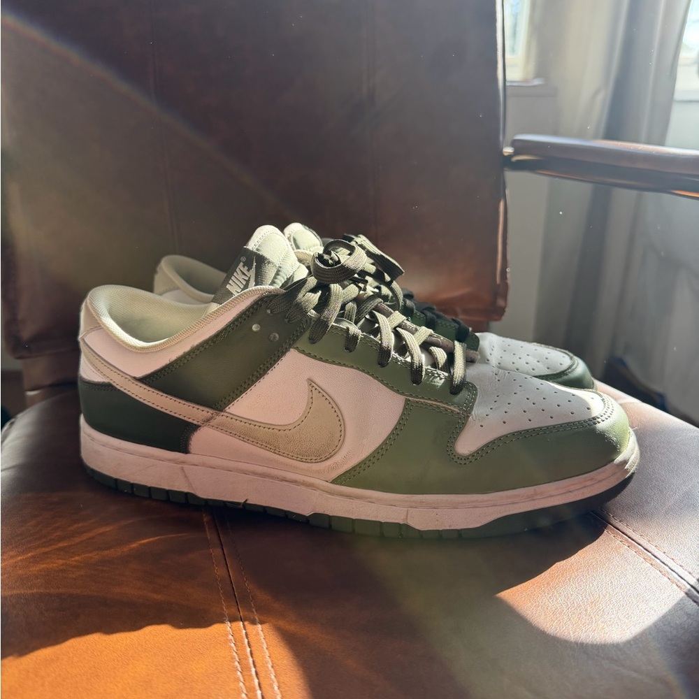 Nike Dunk Low  - Men's Olive and White Sneakers